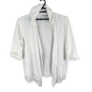 Womens White Chicos Zenergy Hooded Open Front Cardigan Sweater Rolled Sleeves 4